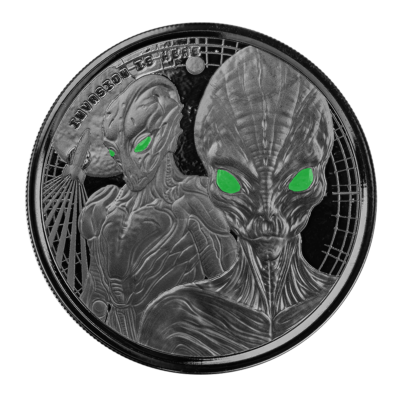 Image for 1 oz The Ghana Alien Black Rhodium Plated Coin (2023) from TD Precious Metals